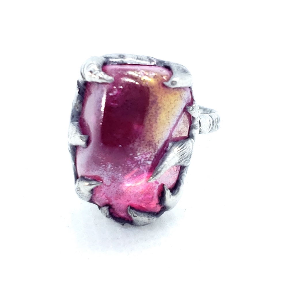 Pink aura quartz crystal ring statement ring - Picture 5 of 12
